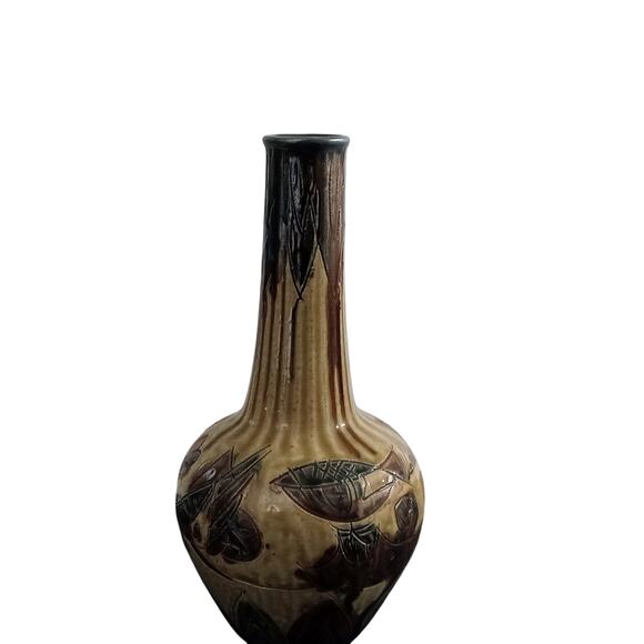 Vintage Otagiri OMC Japan Vase Stoneware 11.5" MCM Earth Tones Bird Tan Brown - Picture 7 of 13